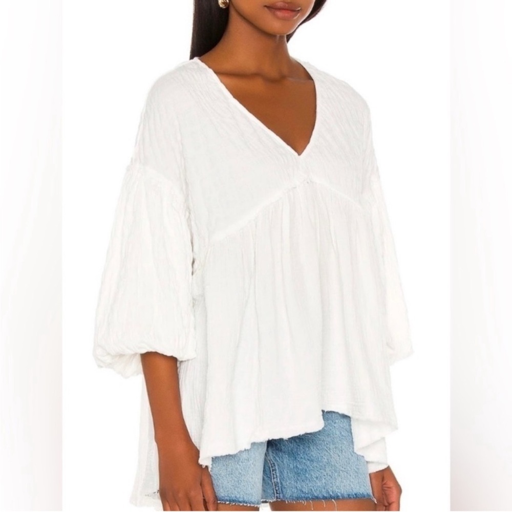 Free People We The Free - Women's White V-Neck Blouse